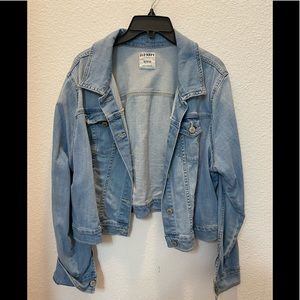 BEST distressed cropped jean jacket XL
